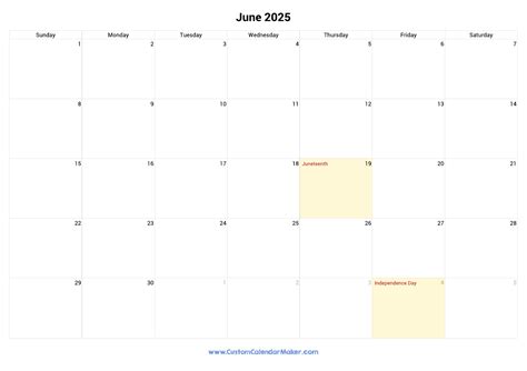 June 2025 printable calendar with us federal holidays