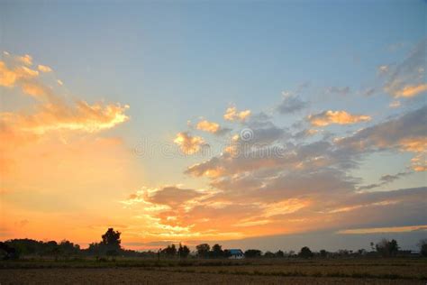 Golden Light on Sky during Sunset in the Evening. Stock Image - Image ...