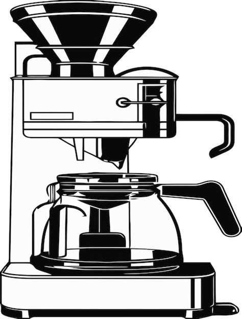 Una Ilustraci N En Blanco Y Negro De Una Cafetera Vector Premium