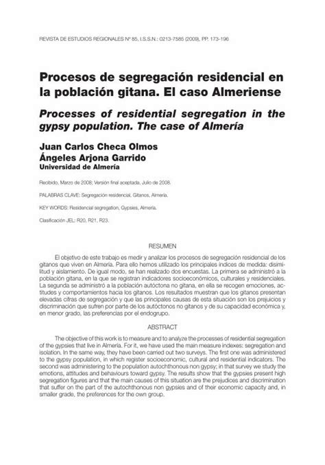 Pdf Procesos De Segregaci N Residencial En La Poblaci N Gitana