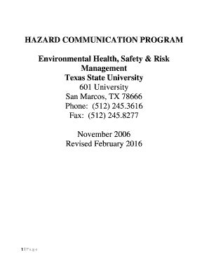 Fillable Online Gato Docs Its Txstate Hazard Communication Program