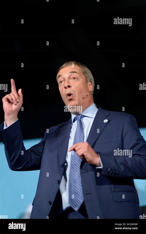 Nigel Farage Mep Party Leader Speaking At A Brexit Party Rally At The