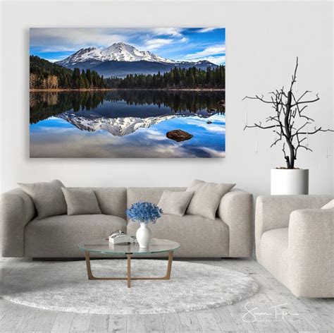 California Winter Print Mt Shasta Reflection Large California Photo