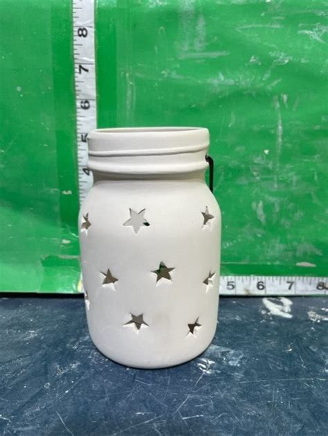 Mason Jar With Star Cutouts The Ceramic Man