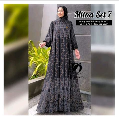 Sl Milna Set Gamis Dengan Banyak Motif Cek Di Variasi Gamis Set Free