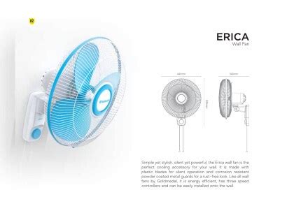 Goldmedal Erica 400 Mm Wall Fan 3 Blades High Speed White Maroon