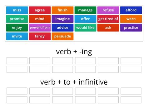 Verb Ing Verb To Infinitive Sortowanie Wed Ug Grup