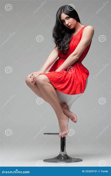 Gorgeous Brunette On Chair Stock Image Image Of Glamour