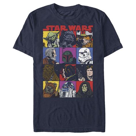 Star Wars Mens Star Wars Comic Strip Cartoon Group Graphic Tee Navy Blue 3x Large Walmart