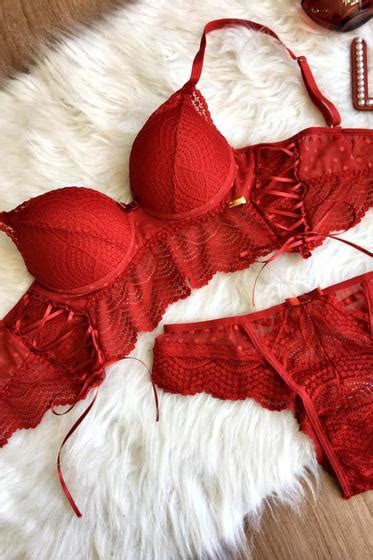 Conjunto De Lingerie Cropped Bojo Em Renda Fetelle Conjunto De