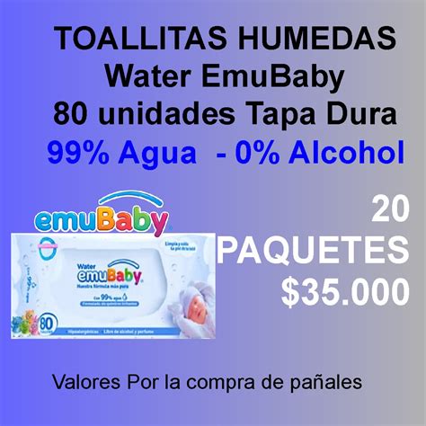 Toallitas H Medas Emuwipes Water Premium Unidades Paquetes