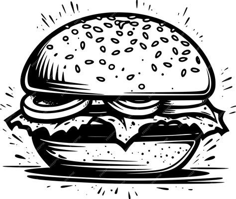 Premium Vector Burger Hamburger Hand Drawn Vector Illustration Sketch Retro Style