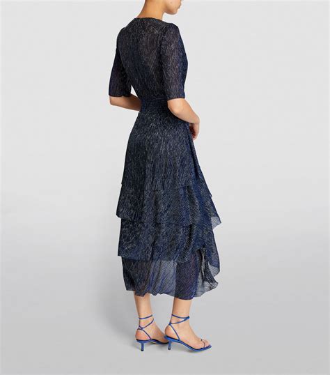 Womens Maje Blue Ruffle Detail Midi Dress Harrods Us