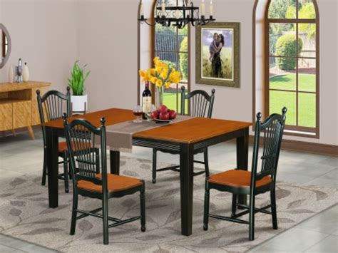 East West Furniture Quincy 5 Piece Wood Dining Room Set In Black Cherry