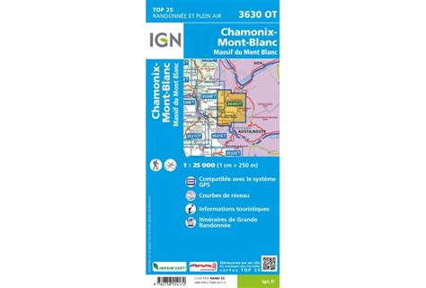 Carte IGN Chamonix Mont Blanc 3630OT Accessories Map Carte IGN