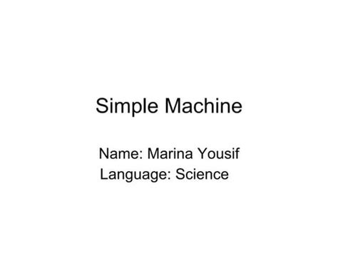 Simple Machines Ppt
