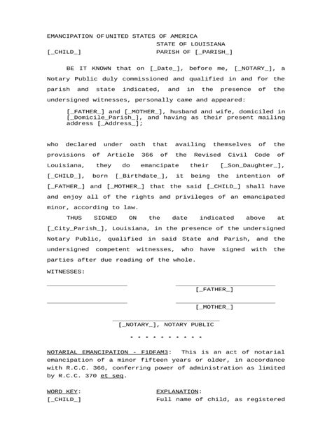 Printable Emancipation Of Minor Form Printable Forms Free Online