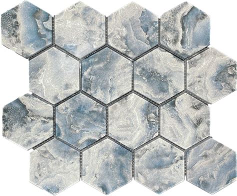 Sky Indigo Hex Mosaic Tile Depot Mtd