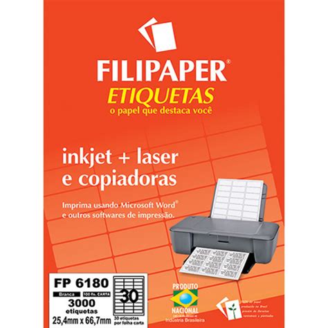 FP 6180 Filipaper Etiqueta 25 4x66 7 Mm 30 Etiquetas Por Folha Carta