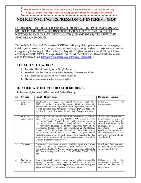 Sample Notice Inviting Expression Of Interest PDF