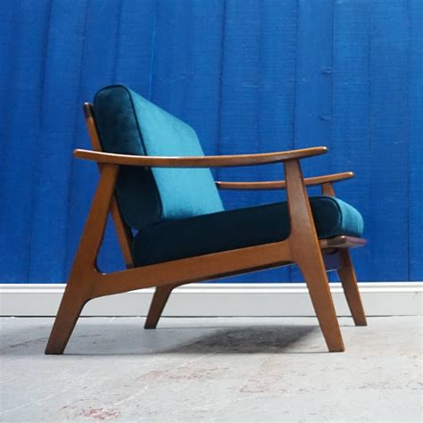 Mid Century Modern Armchair in Royal Green Velvet, 1960's | #98877