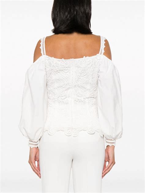 Gemy Maalouf Guipure Lace Panel Puff Sleeve Blouse White Farfetch