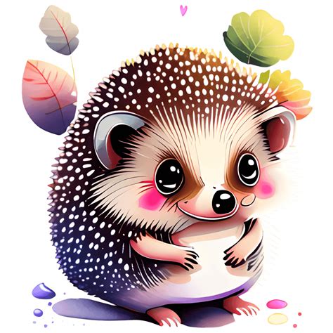 Kawaii Hedgehog Cub Watercolor Graphic · Creative Fabrica