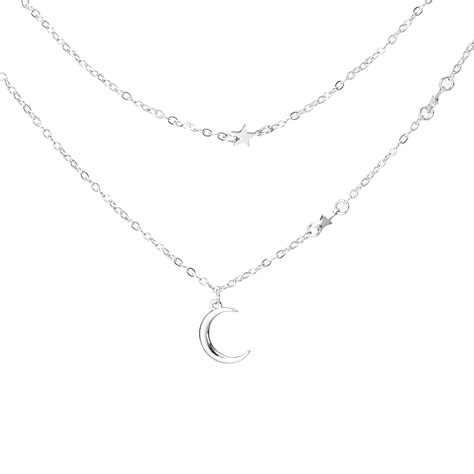 Gelaagde Maan Ster Ketting Eenvoudige Ster Choker Ketting Crescent