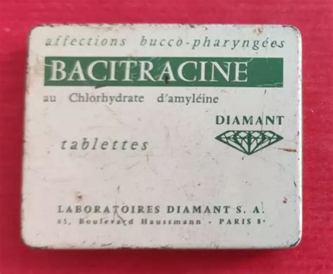 Petite Ancienne Boite M Tal T Le M Dicinale Bacitracine Tablettes Labo