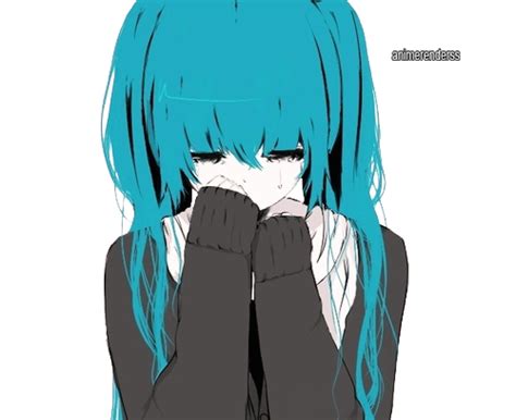 Anime Girl Sad Emotional Character Digital Art Png