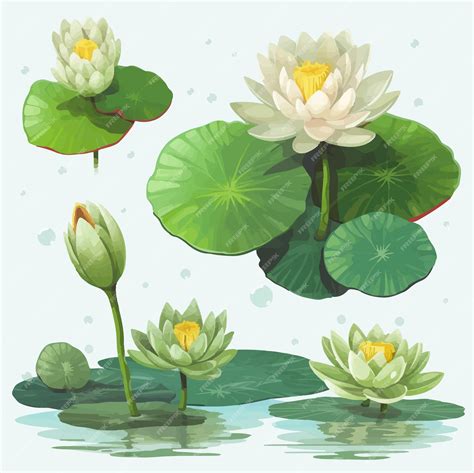 Premium Vector | A drawing of water lilies with the number 7 on it