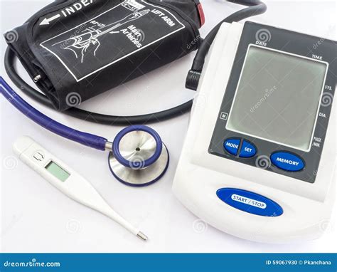 Blood Pressure Monitor Stethoscope And Thermometer Stock Photo Image