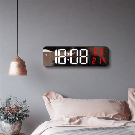 Large Led Digital Wall Clock Temperature Humidity Date Display Automatic Brightness Battery