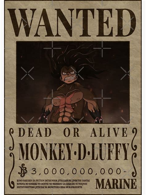 Póster Monkey D Luffy Wanted One Piece Nika Nika Joy Boy Luffy Gear