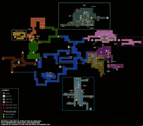 Metroid Database Metroid2 SR388 Map Labeled Grauken Metroid Database