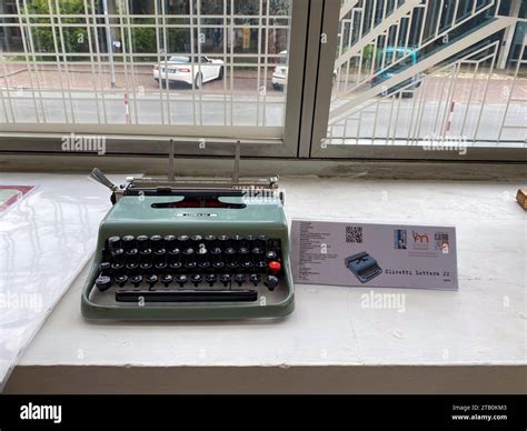 Ivrea, Italy - August 20th 2023, Typewriters and calculators in Olivetti museum in in Unesco ...