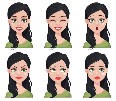 Face Expression Of Beautiful Brunette Woman 2975820 Vector Art At Vecteezy