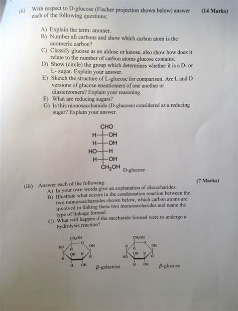 Solved With respect to D-glucose (Fischer projection shown | Chegg.com