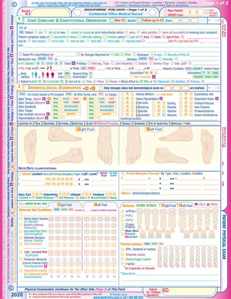 Podiatric Patient Physical Exam Pod 2020 Docuforms