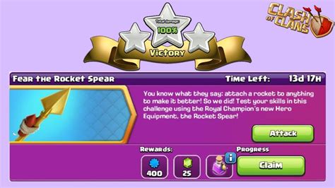 How To 3 Stars The Fear The Rocket Spear Challenge In Clash Of Clans Youtube