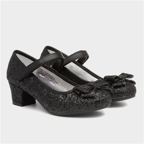 Lilley Sparkle Girls Glitter Heeled Shoe in Black-20838 | Shoe Zone