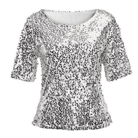 Qcmgmg Sequin Womens Sparkle Glitter Tank Sleeve Cocktail Party Top