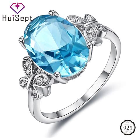 HuiSept Anillo De Plata De Primera Ley Con Forma De Mariposa Para Mujer