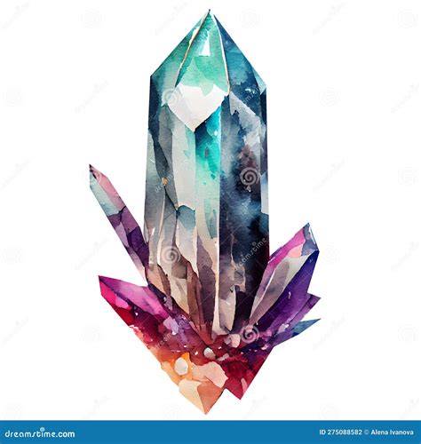 Crystals Illustration Isolated On White Minerals And Gemstones Ai