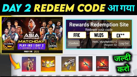 Today Asia Championship Day Redeem Code Free Fire November Free