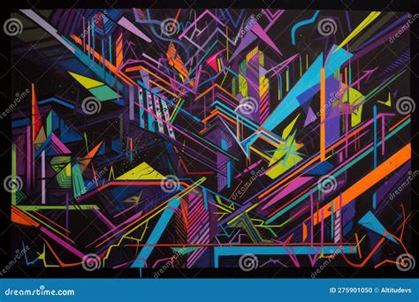 Blacklight And Uv Reactive Graffiti On Brick Walls Royalty Free Stock