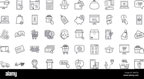 Shopping Online Icon Set Over White Background Fill And Line Style