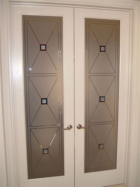 Interior Glass Doors With Obscure Frosted Designs Cross Hatch