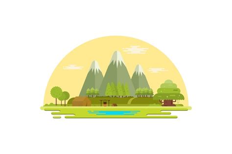 Ilustración de un paisaje Vector Premium