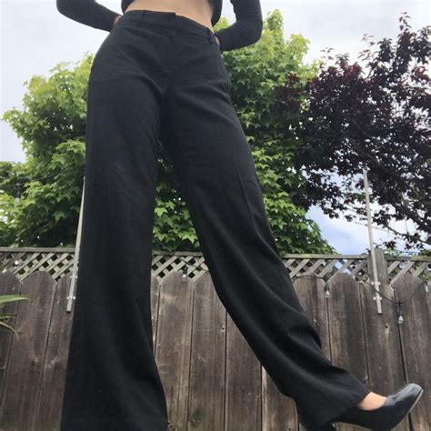 Black Trousers With Subtle Pinstripe Last Photo By Depop